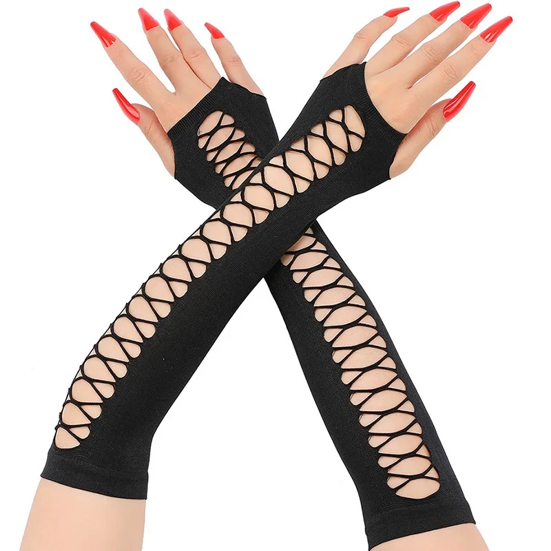 Fingerless Glove Knit - Длинные кружевные перчатки для женщин, перчатки